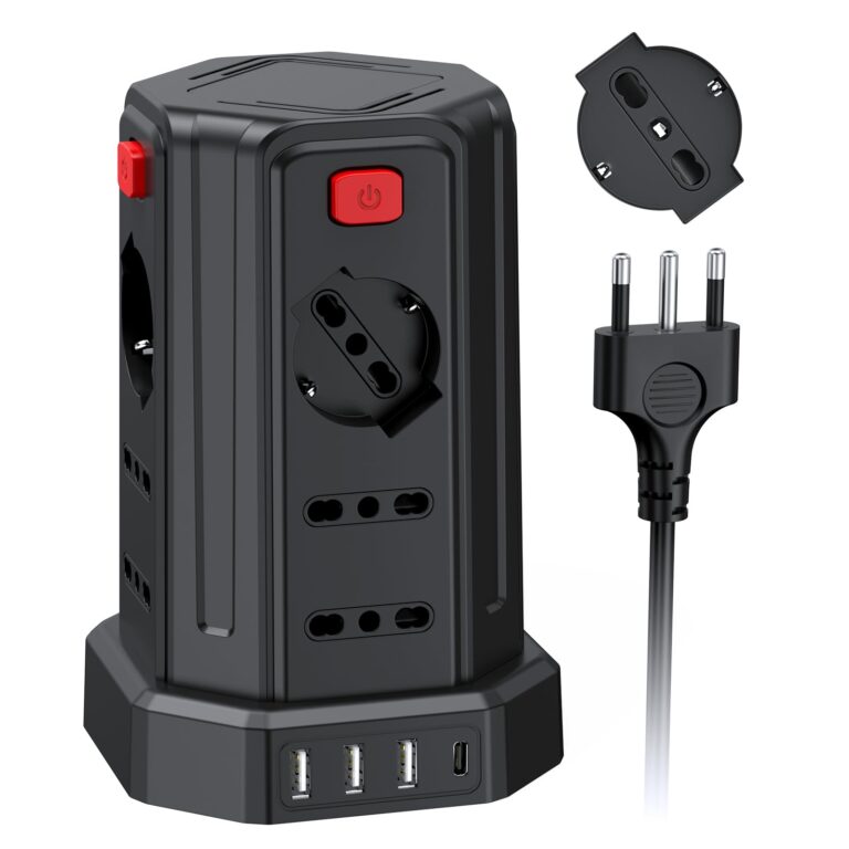 Ciabatta Multipresa 12 Prese con 3 USB-A + 1 USB-C e Protezione Sovratensione