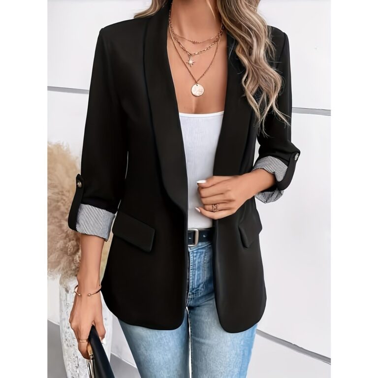 Blazer Casual Donna Aperto, Maniche 3/4 da Ufficio