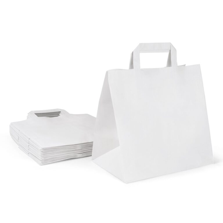 Inoverse 250 Borse in Carta Kraft con Manici, 26+17x25 cm Sacchetti Regalo, Shopper Piccoli Bianc...