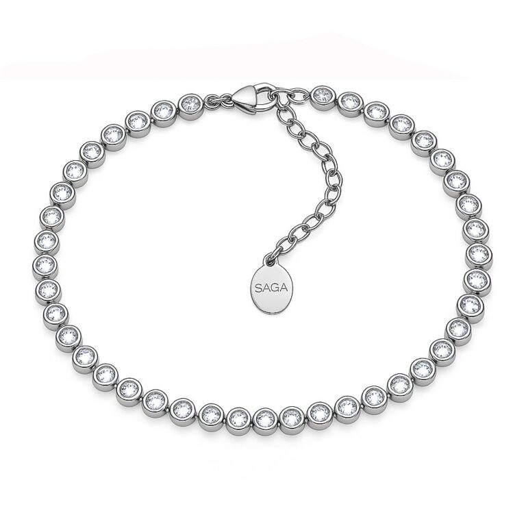 SAGA Gioielli Bracciale Tennis Unisex in Acciaio con Zirconi
