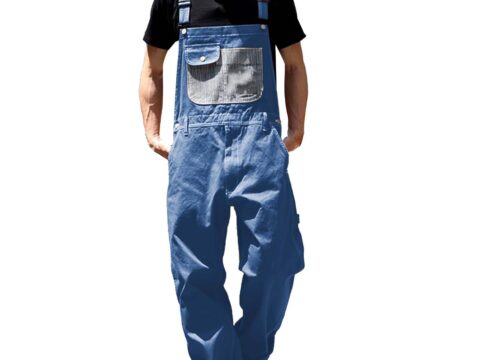 Salopette Uomo Denim da Lavoro Casual con Bretelle Heavy Duty