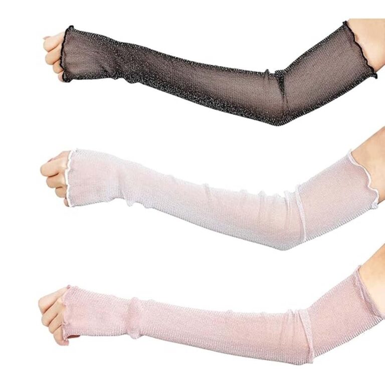 Guanti in tulle trasparente donna, 3 paia maniche lunghe in pizzo