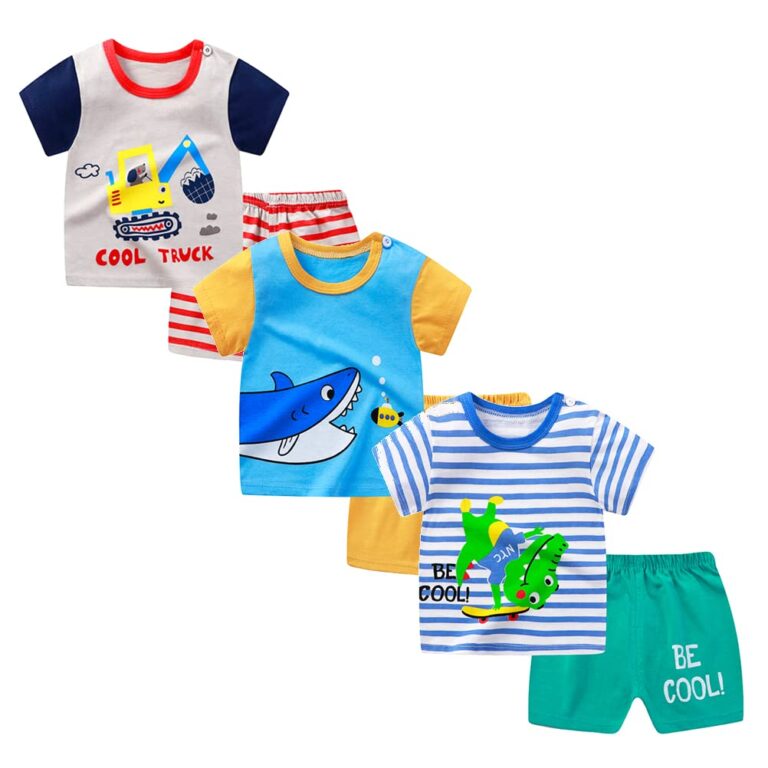 XM-Amigo Set Estivo Bambino Maglietta e Pantaloncini in Cotone (3 set)