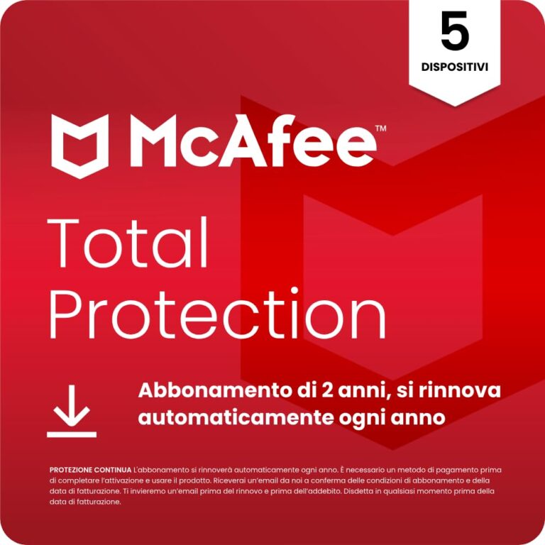 McAfee Total Protection 2026 – 5 Dispositivi, 1 Anno