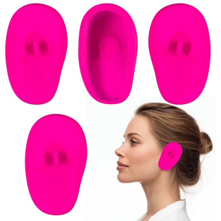 Copriorecchie in silicone rosa per tintura capelli – 4 pezzi riutilizzabili