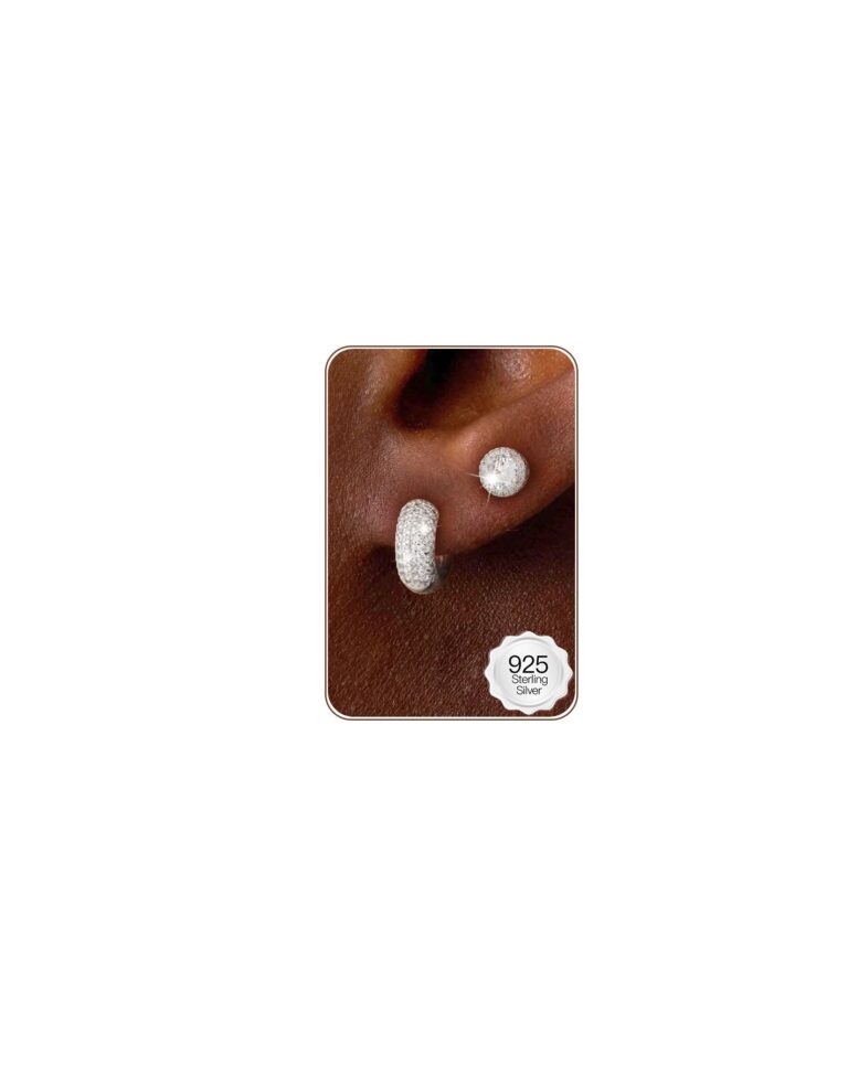 HANLI 2 Paia Orecchini Cerchio Argento 925 con Zirconi Cubici Uomo