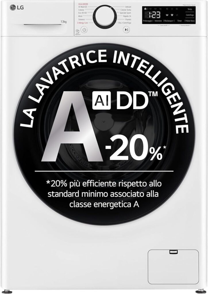 LG AI DD Lavatrice 13 kg Classe A-20% 1400 giri Vapore