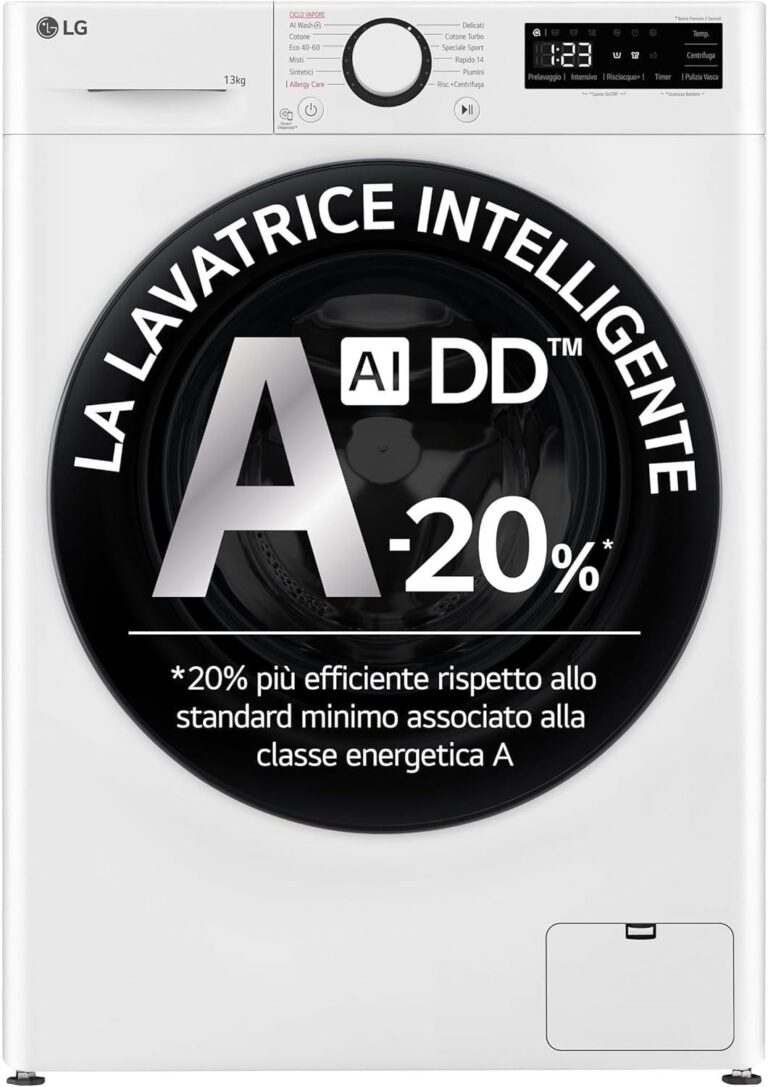 LG AI DD Lavatrice 13 kg Classe A-20% 1400 giri Vapore