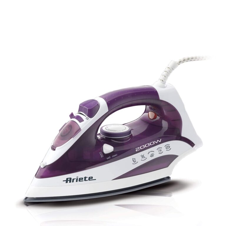 Ariete 6235 Steam Iron 2000W, Ferro da stiro, 2000W, Serbatoio 300ml, Funzione Auto-pulizia, Bianco/Viola