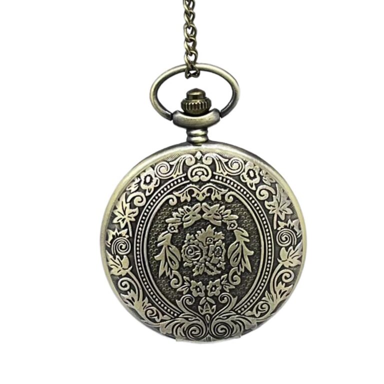 GNALIA Orologio da Taschino Bronzo Antico con Catena e Numeri Arabi