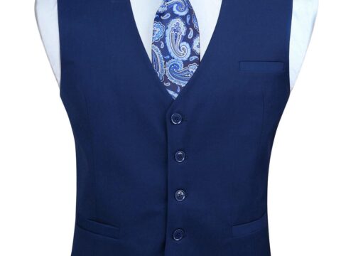 Enlision Gilet da Abito Uomo Tinta Unita in Cotone, Scollo a V