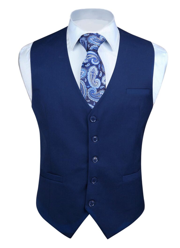 Enlision Gilet da Abito Uomo Tinta Unita in Cotone, Scollo a V