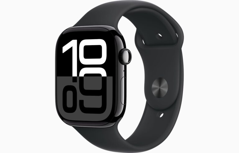 Apple Watch Series 10 [GPS, 46mm] - Cassa Jet Black in Alluminio con Cinturino Sport Nero, M/L (Ricondizionato)