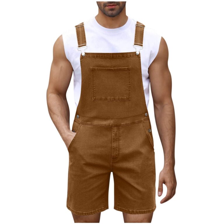 YOSUWOAI Salopette Corta Uomo Denim Cargo con Tasche Laterali