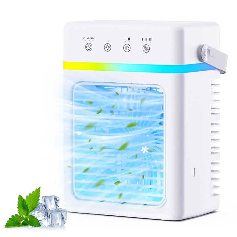 Condizionatore Portatile 900ml Silenzioso, Raffreddatore D'aria 3 Velocità & 3 Modalità, Climatizzatore USB con Nebulizzaz...