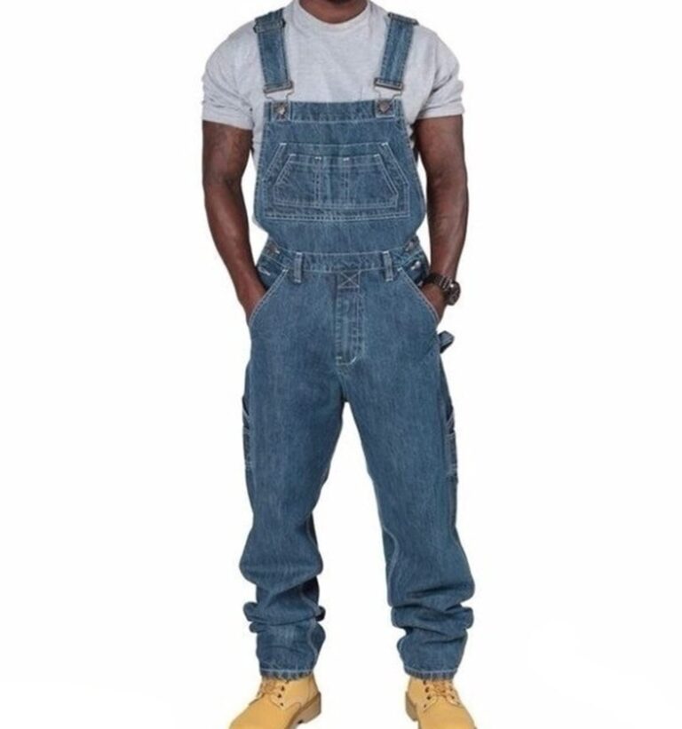 Salopette Uomo Denim Larga Regolabile Casual con Tuta Pagliaccetto