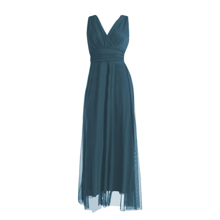 VALORIALUXE Abito Lungo Cerimonia in Tulle Scollo a V