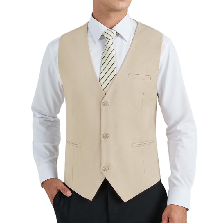 HISDERN Panciotto Uomo Elegante Cotone Tinta Unita per Matrimoni XS-4X