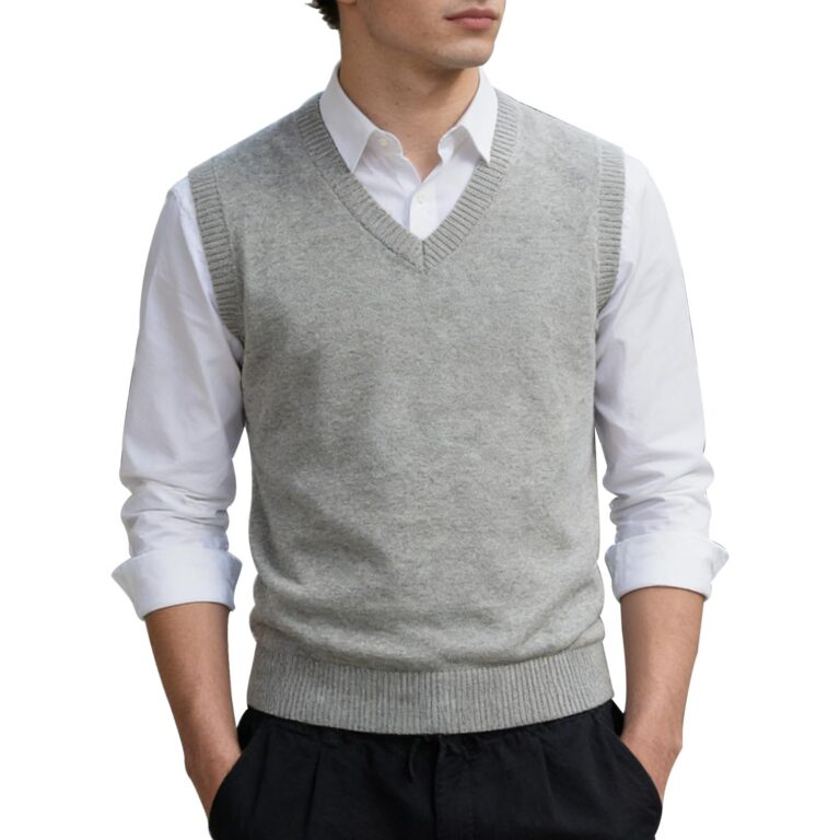 MANBOZIX Gilet in Maglia Uomo Scollo a V Senza Maniche
