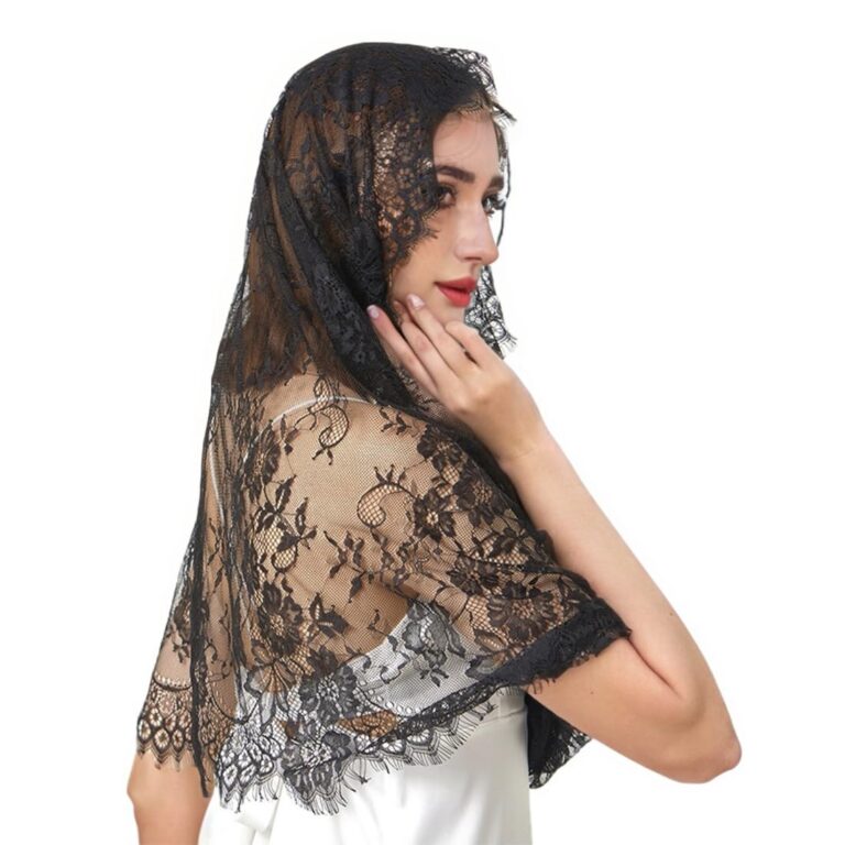 Qexujow Foulard da Donna in Pizzo Nero Traspirante