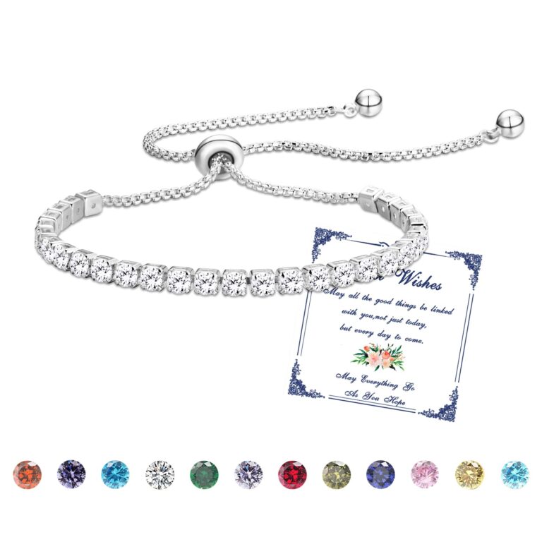 Esmoly Bracciale Tennis Donna con Pietre Natali 12 Colori