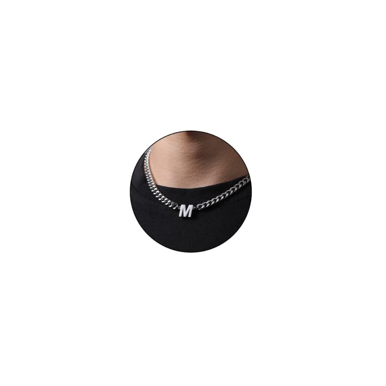 Esmoly Collana Uomo con Iniziale A-Z Catena Cubana 6.5 mm Acciaio 316L