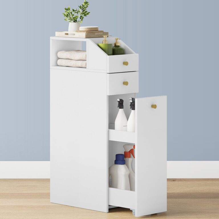 Hzuaneri Mobile da Bagno, Mobiletto Portaoggetti, unità stretta con cassetto, con rotelle, 40 x 20 x 80 cm, per Bagnos, So...