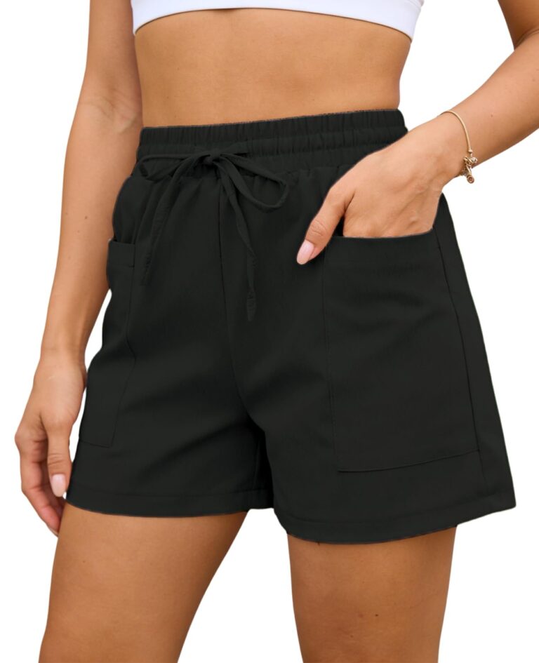 Rayson Pantaloncini estivi donna a vita alta con tasche e coulisse