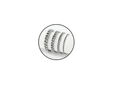 Esmoly Bracciale Uomo Argento Catena Cubana in Acciaio 316L