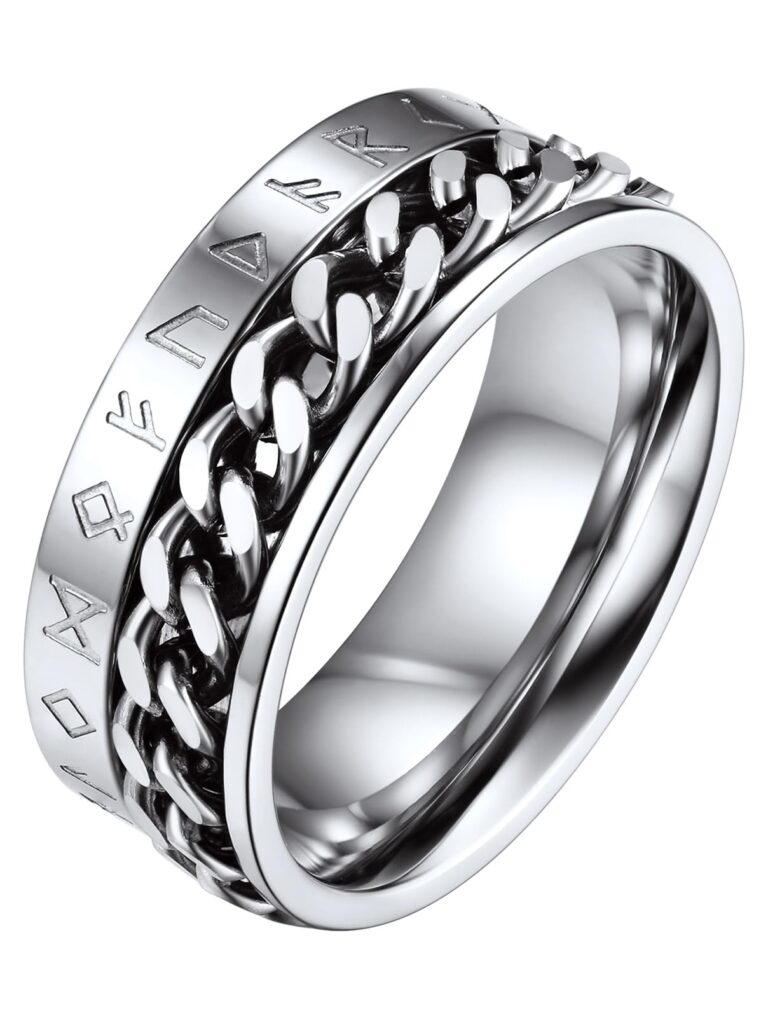 FaithHeart Anello Vichingo Antistress con Runa Personalizzabile