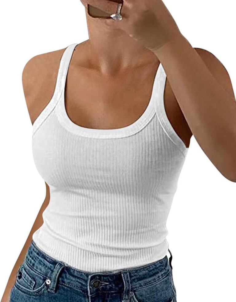 DUOEASE Canotta a Costine Donna Slim Fit Girocollo
