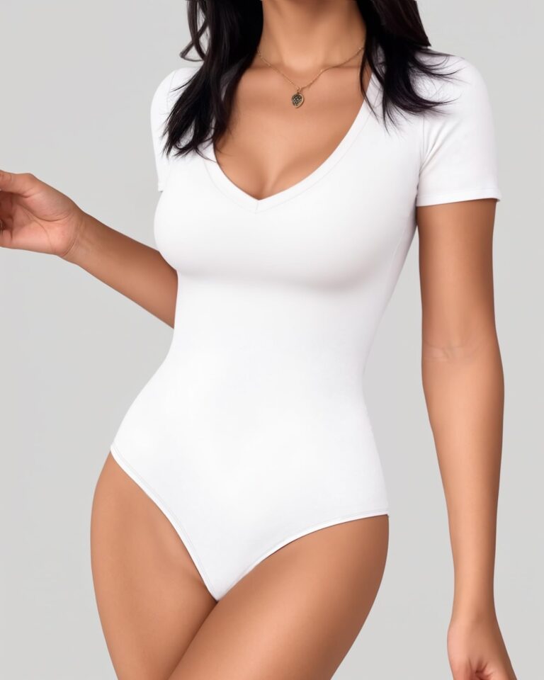 Body Donna Scollo a V Maniche Corte Casual Basic