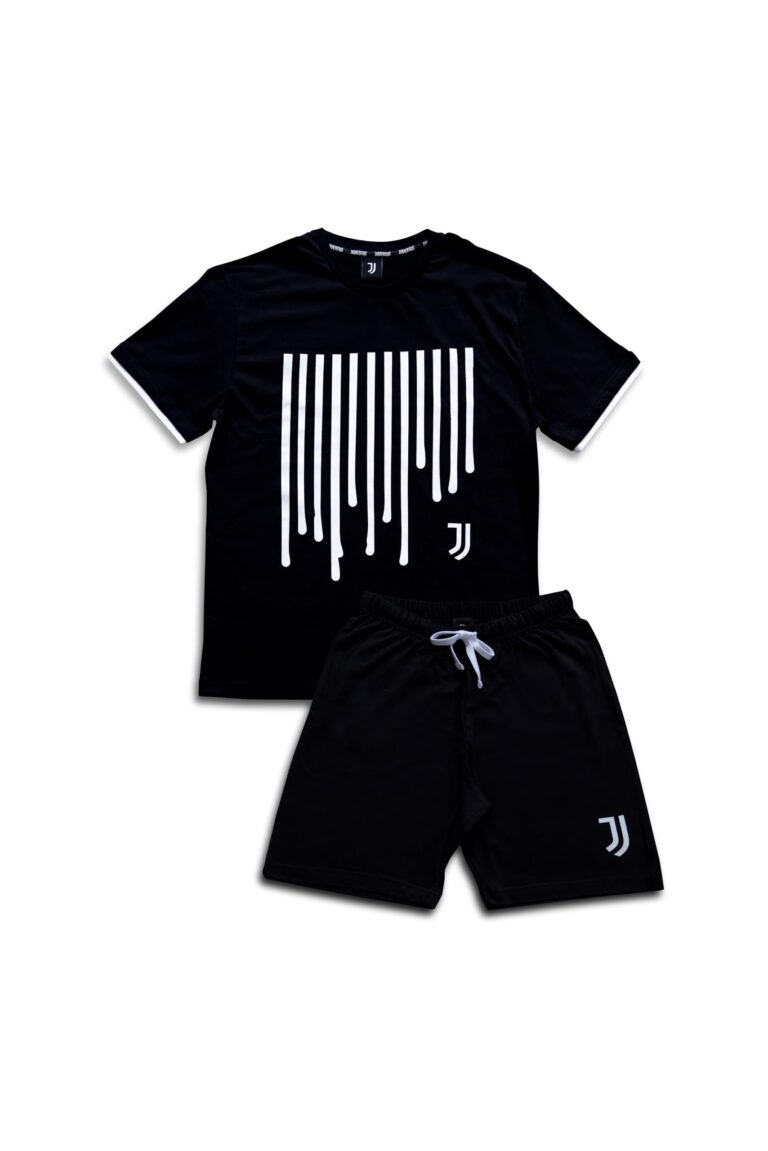hermet Pigiama Corto Juventus Set, Bianco e Nero, L Unisex-Adulto