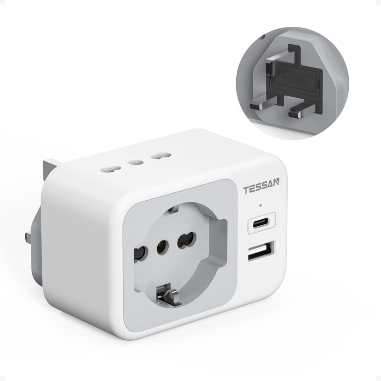 TESSAN Adattatore Presa UK 5 in 1 con USB-C e USB-A, 3250 W