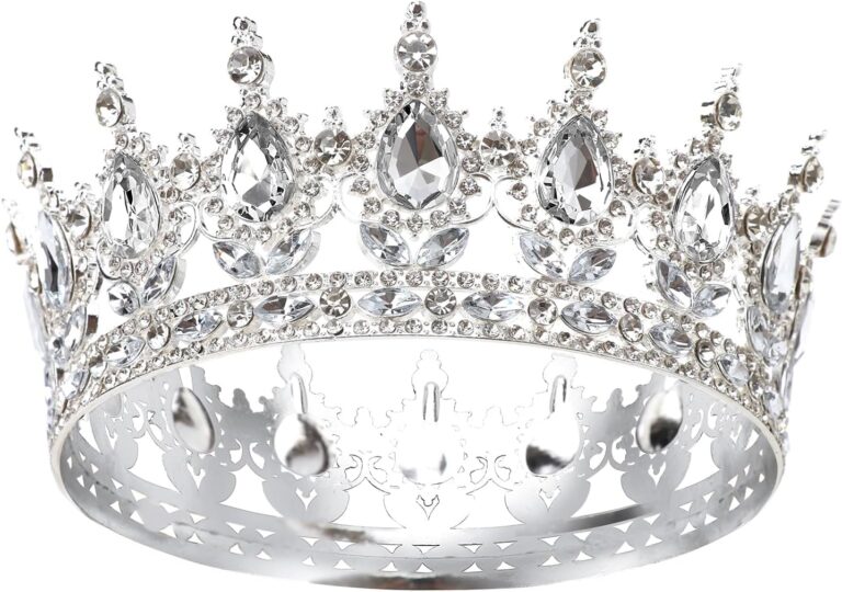Tiara Corona di Cristallo Argento con Strass per Matrimonio