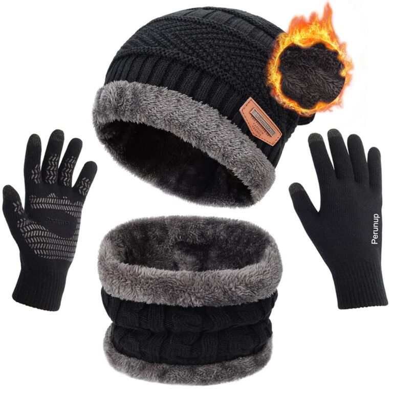 Petrunup Set Berretto Sciarpa e Guanti Touch Screen Invernale Uomo