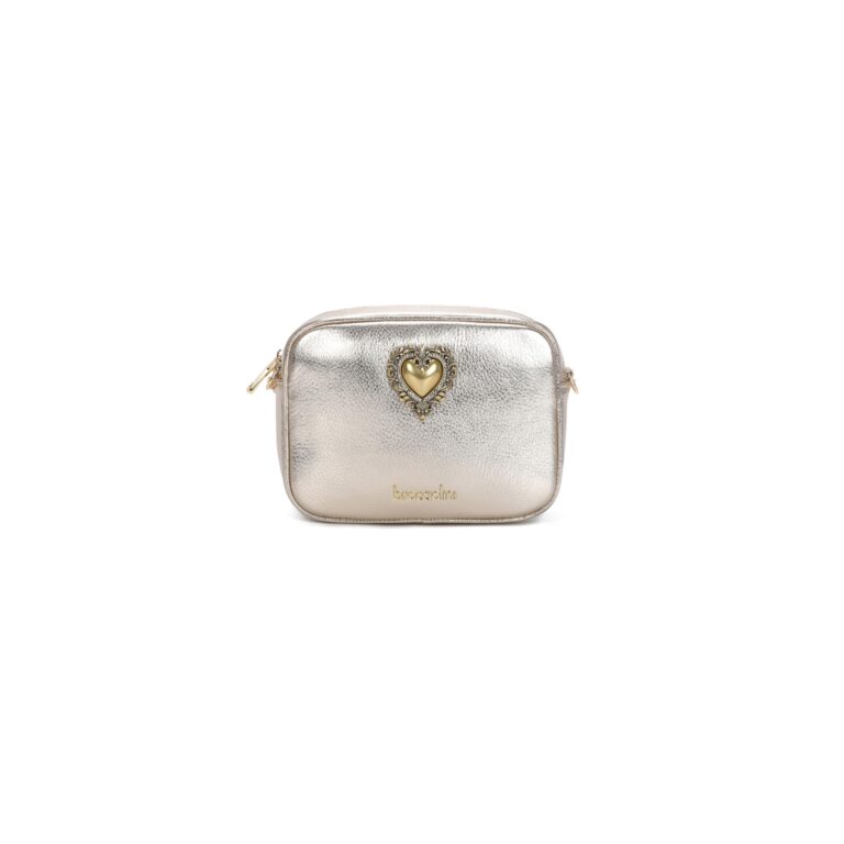 Braccialini Jinny Leather Borsa a tracolla in pelle di colore platino dalla linea compatta e mini...