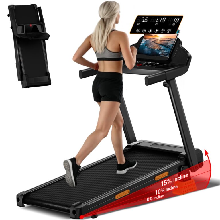 LONTEK Tapis Roulant Salvaspazio con Inclinazione 15%, Tapis Roulant Elettrico 12KM/H, Tapirulan ...
