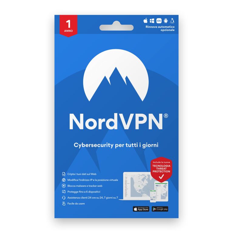 NordVPN Standard – VPN e sicurezza informatica, abbonamento 1 anno