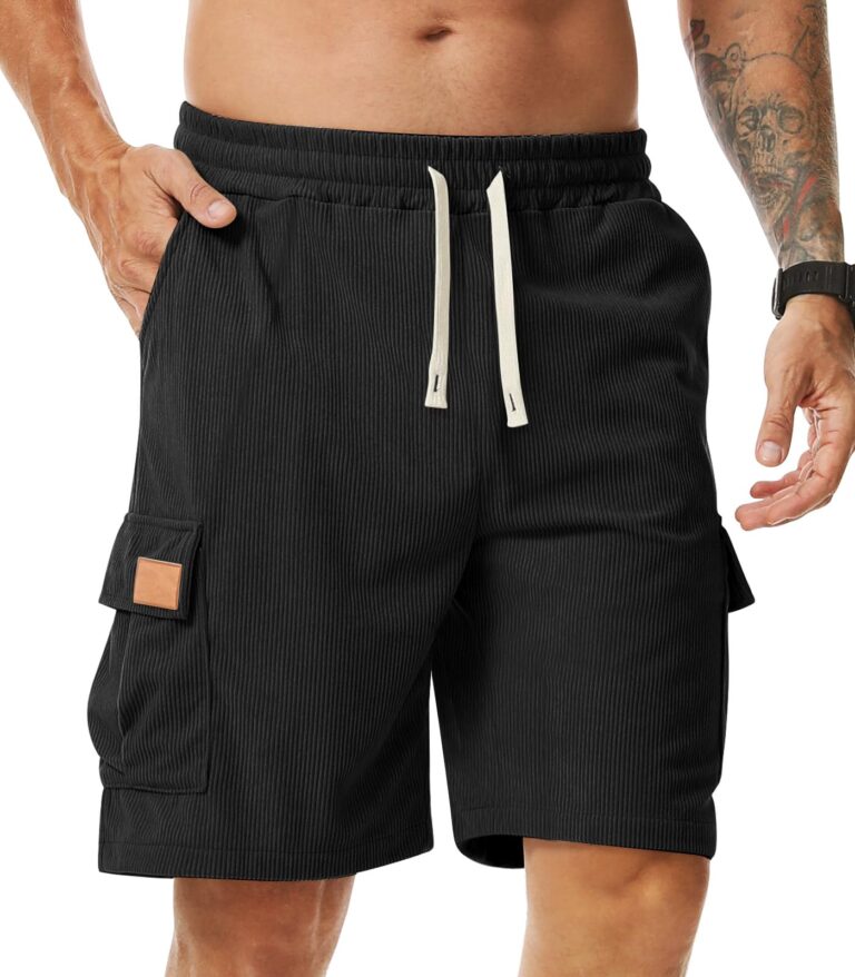 Comilaka Shorts Cargo Uomo Velluto a Coste con Coulisse