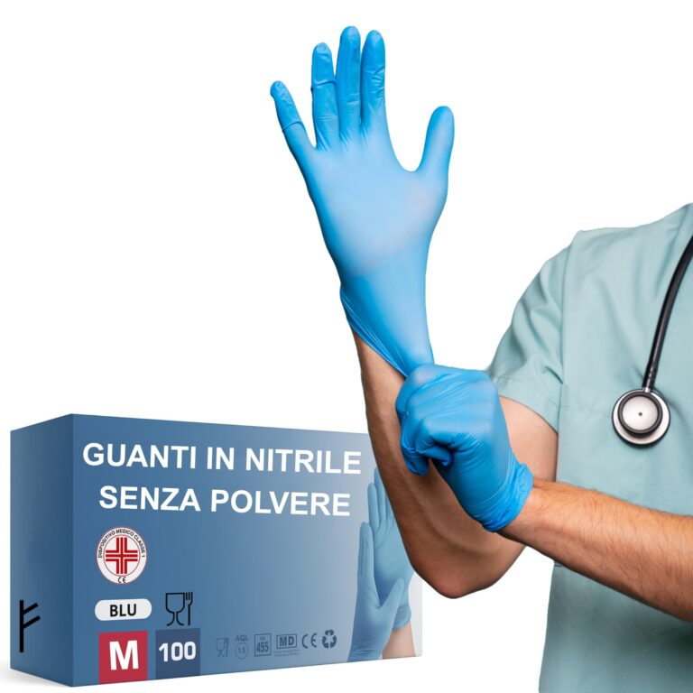 S&S Medical Guanti Nitrile Monouso Senza Polvere Dispositivo Medico 100 pz