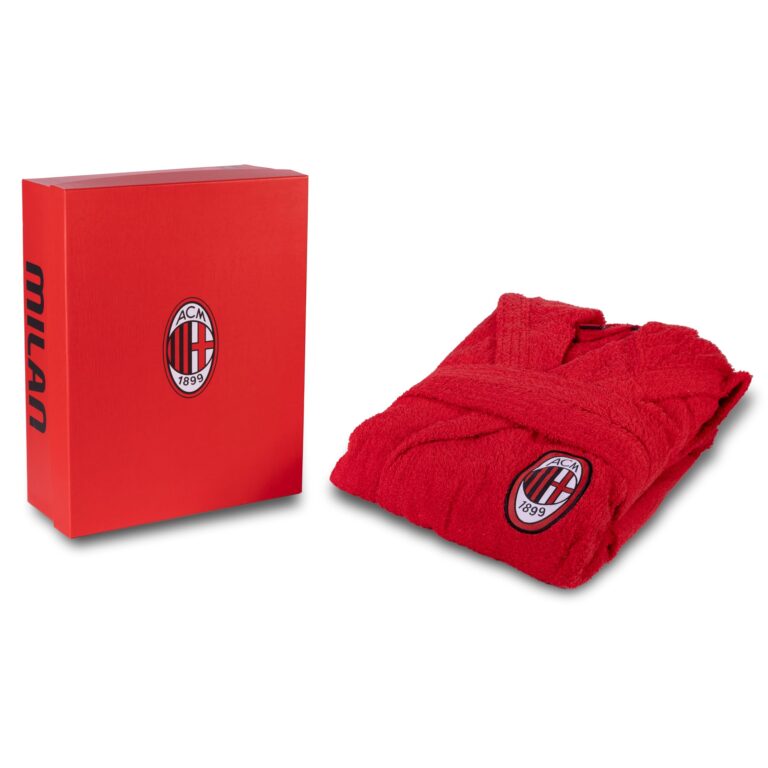 Milan, Accappatoio con Cappuccio, Accappatoio Bambini e Ragazzi, Unisex, In Spugna 380 gsm, 100% Cotone, Logo del Milan La...