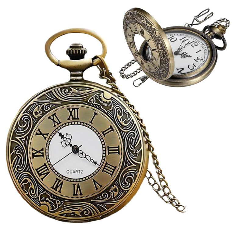 QEEROYO Orologio da Tasca Vintage con Numeri Romani e Catena