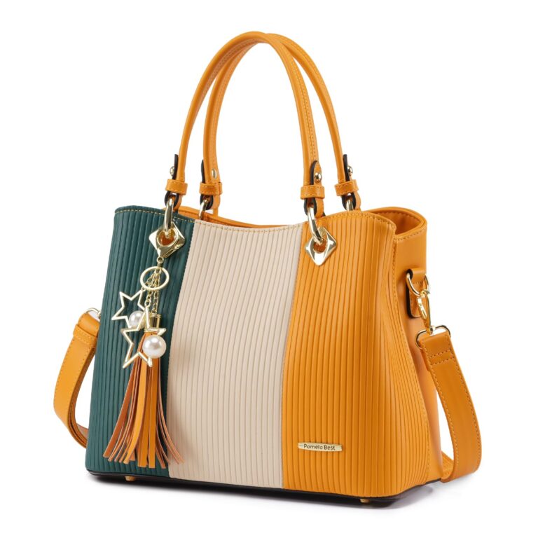 Pomelo Best Borsa a Mano Donna a Righe con Frange in PU
