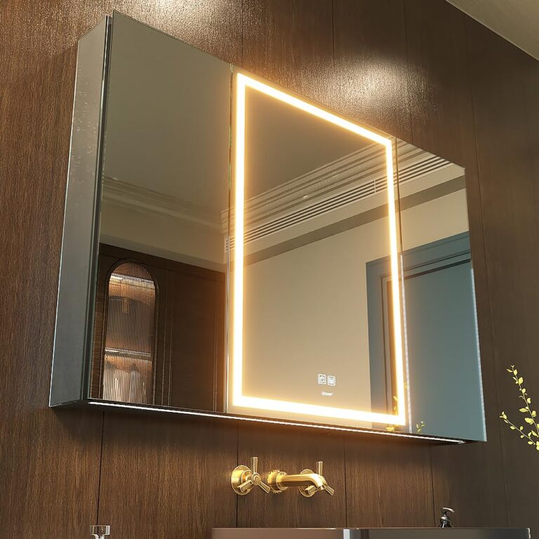 GANPE Armadio luminoso dello specchio della medicina del bagno del LED con prese e USBs (100_x_7...