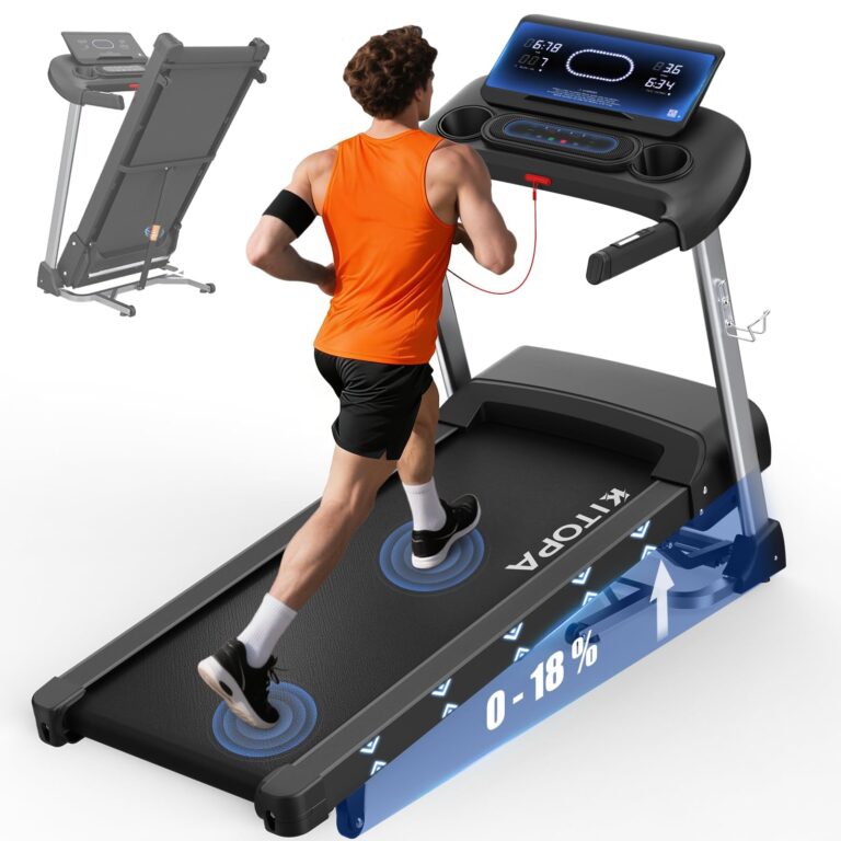 Kitopa Tapis Roulant Professionale, Tapis Roulant Pieghevole da 7 CV con Livelli di Inclinazione del 18%, 20KM/H(12 MP/H),...