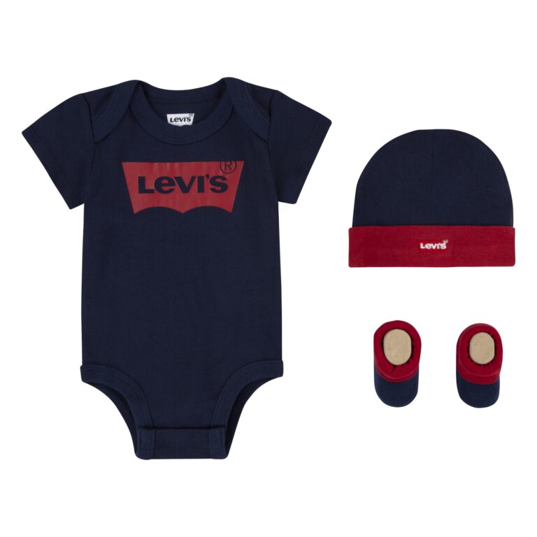 Levi's Classic Batwing Set 3 Pezzi Neonato: Tutina, Cappello e Scarpine