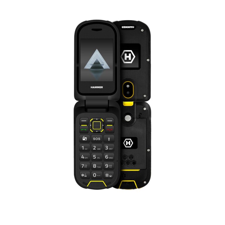 flip phone HAMMER DIG LTE 4G Robusto, 2 schermi, simlock-free, doppia SIM, senza contratto, 1200 mAh, 4G/LTE, impermeabile...