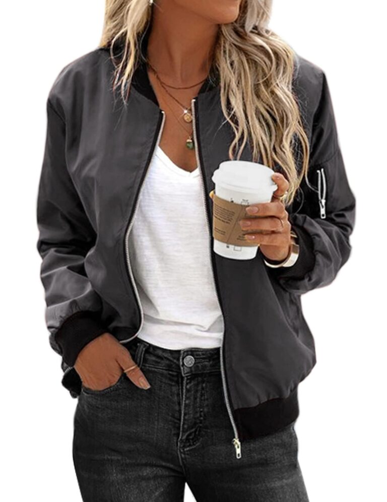 Zeagoo Giacca bomber donna corta leggera con zip