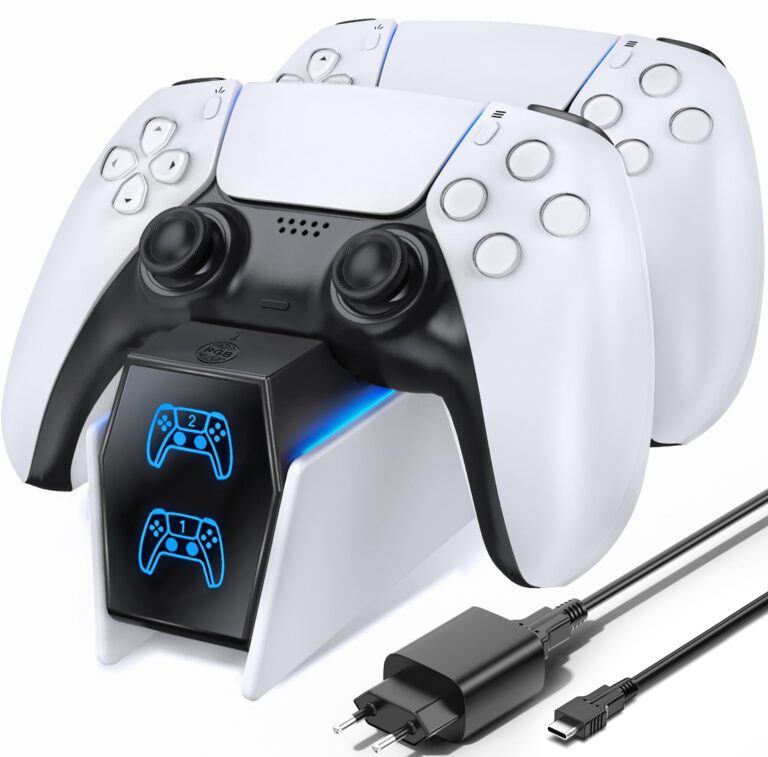 OIVO Base Ricarica PS5, 2.5H Rapida Caricatore Controller PS5 con EU-Adattatore e Indicatore LED, Caricatore Joystick PS5 ...
